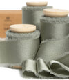 Silk Satin Ribbon With Wooden Spool 1" x 15 Yd (Dusty Green)