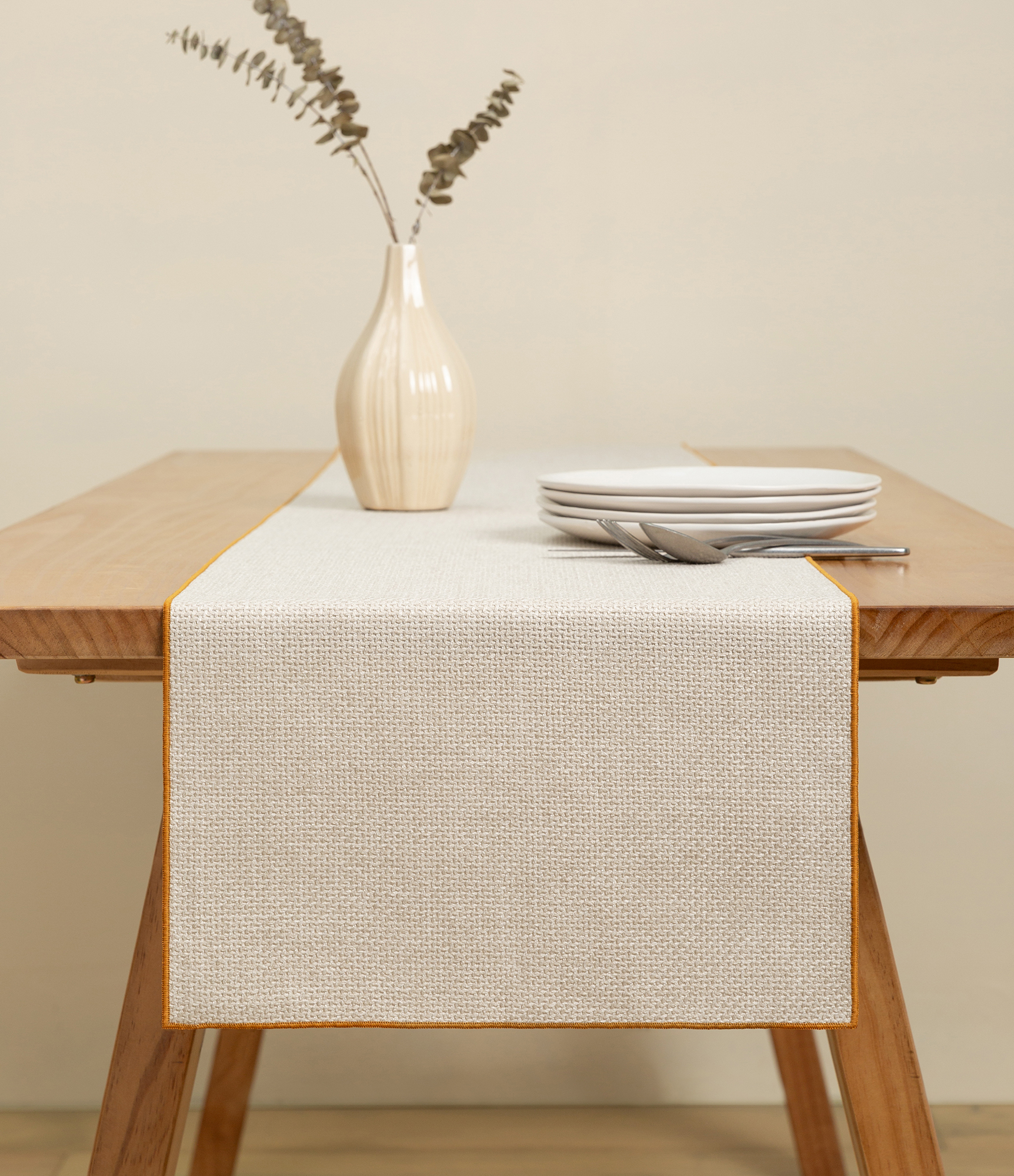 Woven Rustic Boho Table Runners 14" x 72" (Cream Beige)