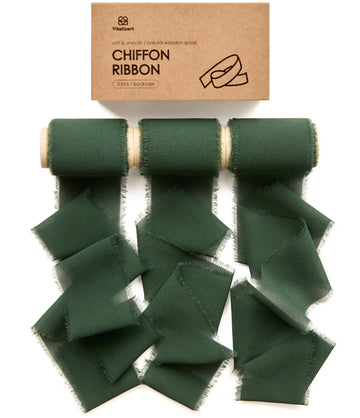 Chiffon Ribbon with Wooden Spool 2" x 15 Yd (Dark Green)