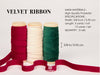 Velvet Ribbon With Wooden Spool 3/8" x 15 Yd (White Red Green)