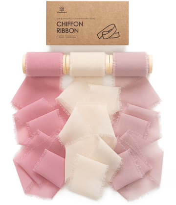 Chiffon Ribbon with Wooden Spool 2" x 15 Yd (Pink Nude & Mauve)