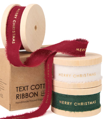 Custom Cotton Ribbon 5/8" x 15 Yd (Merry Christmas Mixed Color)