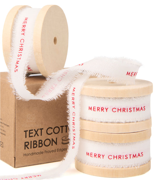 Custom Cotton Ribbon 5/8" x 15 Yd (Merry Christmas Single Color)