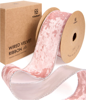 Wired Velvet Metallic Crushed Ribbon 2.5" x 10 Yd (Pink)