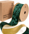 Wired Velvet Metallic Crushed Ribbon 2.5" x 10 Yd (Green)