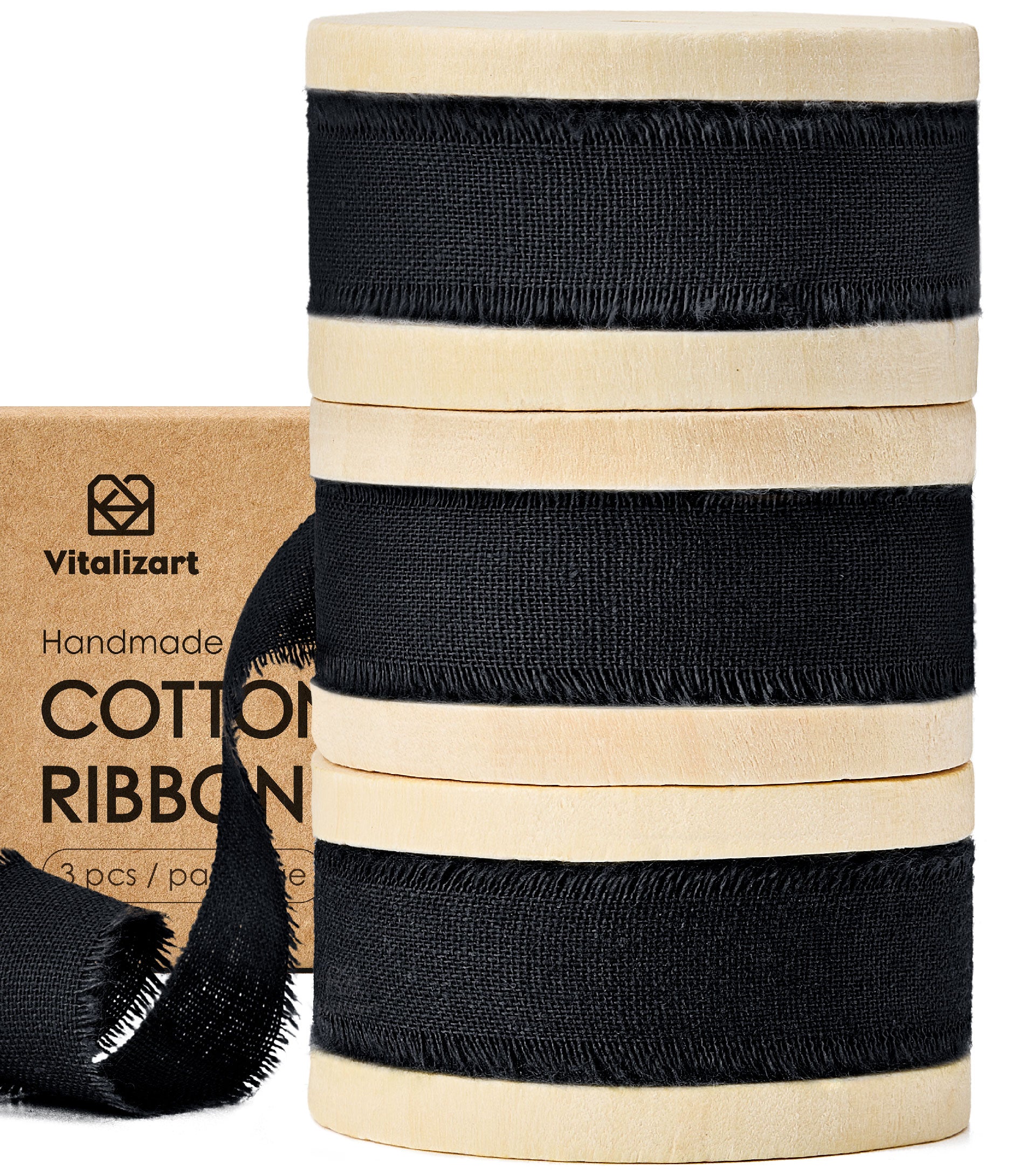 Cotton Ribbon Handmade Fringe 5/8" x 21 Yd (Black)