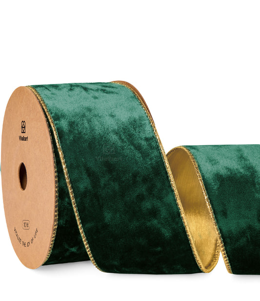 Wired Velvet Metallic Crushed Ribbon 2.5" x 10 Yd (Green)