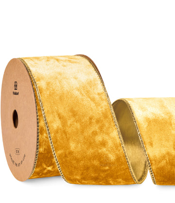 Wired Velvet Metallic Crushed Ribbon 2.5" x 10 Yd (Gold)