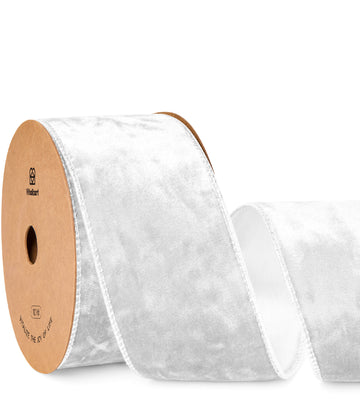 Wired Velvet Metallic Crushed Ribbon 2.5" x 10 Yd (White)