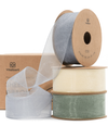 Organza Sheer Ribbon 1“ x 30 Yd  (Cream White Blue & Green)